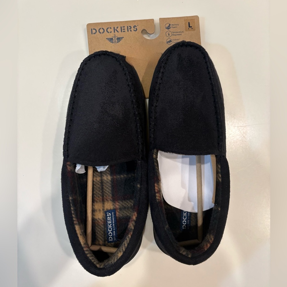 NWT Dockers Men's Navy Blue Indoor/Outdoor Memory Foam Shoes SZ Large